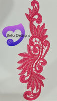 FLUORESCENT PINK - Lace Applique Motif - Venise Lace (Leaves)