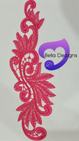 FLUORESCENT PINK - Lace Applique Motif - Venise Lace (Leaves)
