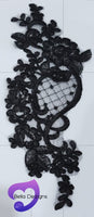 BLACK - Lace Applique Motif - Bridal Diamond