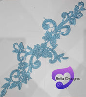 LAKE BLUE - Lace Applique Motif - Venise Lace (Sizeable)