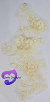 LEMON - Lace Applique Motif - 3D 3 Flower Swirl