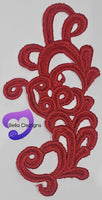 RED - Lace Applique Motif - Venise Lace (Funny Patches)