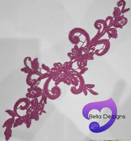 ROSE RED - Lace Applique Motif - Venise Lace (Sizeable)