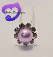 Diamante Hair Pins - COLOURED PEARL