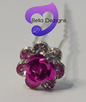 Diamante Hair Pins - METAL FLOWER