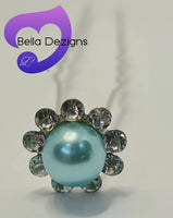 Diamante Hair Pins - COLOURED PEARL
