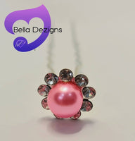 Diamante Hair Pins - COLOURED PEARL