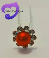 Diamante Hair Pins - COLOURED PEARL
