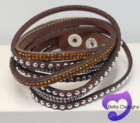 Bracelets - Leather Diamante Wraps (VARIOUS COLOURS)