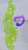 FLUORO GREEN - Lace Applique Motif - Venise Lace (Leaves)