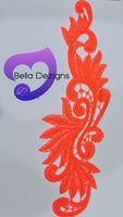 FLUORO ORANGE - Lace Applique Motif - Venise Lace (Leaves)