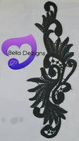 BLACK - Lace Applique Motif - Venise Lace (Leaves)