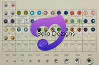 Rhinestone Size & Colour Chart