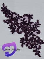GRAPE PURPLE - Lace Applique Motif - Bridal Flower