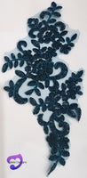 PEACOCK BLUE - Lace Applique Motif - Bridal Flower