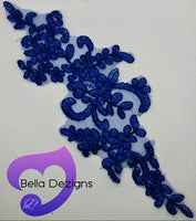 ROYAL BLUE - Lace Applique Motif - Bridal Flower