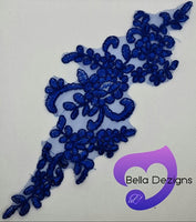 ROYAL BLUE - Lace Applique Motif - Bridal Flower