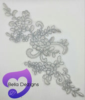 SILVER - Lace Applique Motif - Bridal Flower