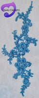 LAKE BLUE - Lace Applique Motif - Venise Lace (Flower)