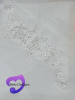 WHITE - Lace Applique Motif - Embroided Sequin