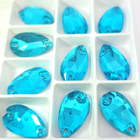 AQUAMARINE (TEAR DROP) 11mm x 18mm - Non Hotfix Flatback Crystal Rhinestones
