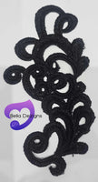 BLACK - Lace Applique Motif - Venise Lace (Funny Patches)

