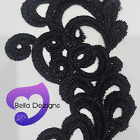 BLACK - Lace Applique Motif - Venise Lace (Funny Patches)
