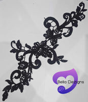 BLACK - Lace Applique Motif - Venise Lace (Sizeable)
