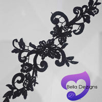 BLACK - Lace Applique Motif - Venise Lace (Sizeable)
