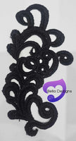 BLACK - Lace Applique Motif - Venise Lace (Funny Patches)
