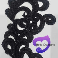 BLACK - Lace Applique Motif - Venise Lace (Funny Patches)