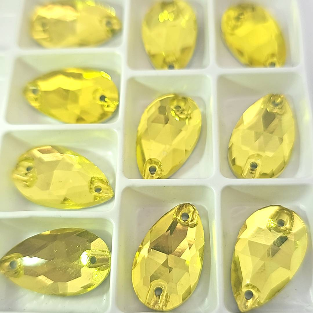 CITRINE (TEAR DROP) 7mm x 12mm - Non Hotfix Flatback Crystal Rhinestones