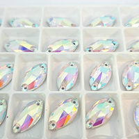 CRYSTAL CLEAR AB (HORSE EYE NAVETTE) 9mm x 18mm - Non Hotfix Flatback Crystal Rhinestones