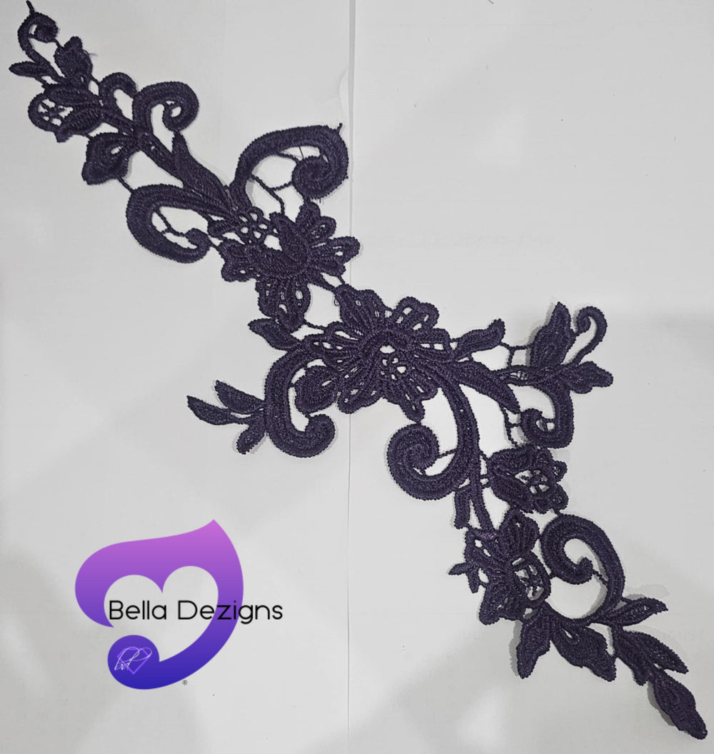 PURPLE - Lace Applique Motif - Venise Lace (Sizeable)