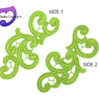 FLUORO GREEN - Lace Applique Motif - Venise Lace (Swirls)