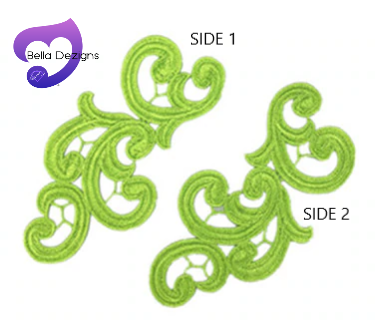 FLUORO GREEN - Lace Applique Motif - Venise Lace (Swirls)
