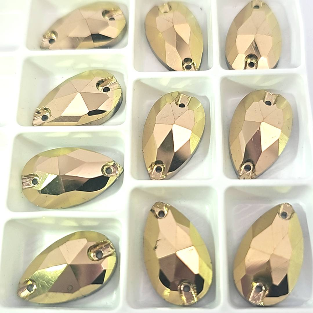 GOLD HEMITITE (TEAR DROP) 11mm x 18mm - Non Hotfix Flatback Crystal Rhinestones