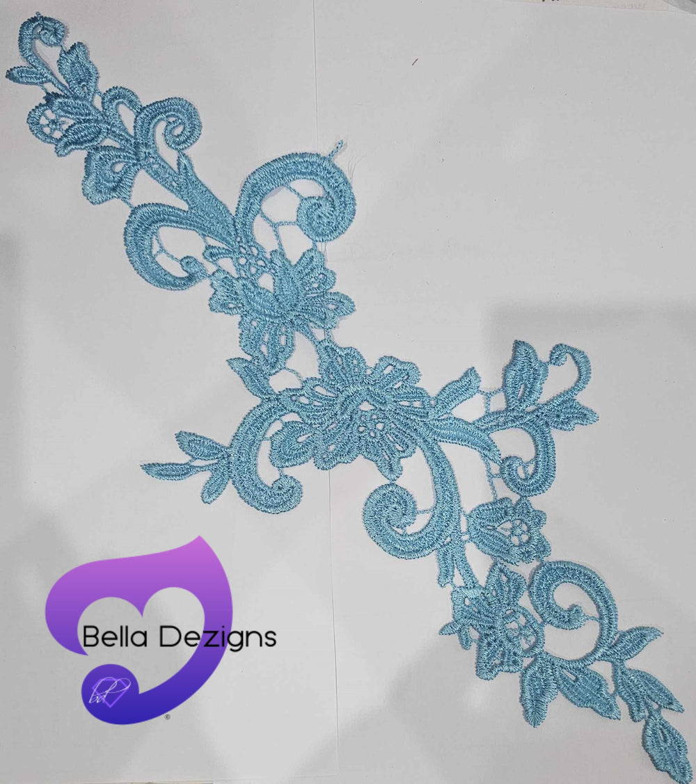 LAKE BLUE - Lace Applique Motif - Venise Lace (Sizeable)
