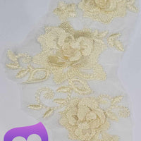 LEMON - Lace Applique Motif - 3D 3 Flower Swirl
