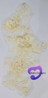 LEMON - Lace Applique Motif - 3D 3 Flower Swirl
