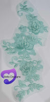 MINT - Lace Applique Motif - 3D 3 Flower Swirl
