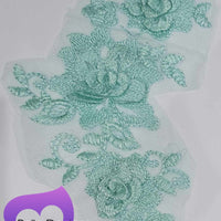 MINT - Lace Applique Motif - 3D 3 Flower Swirl