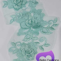 MINT - Lace Applique Motif - 3D 3 Flower Swirl