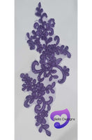 PURPLE - Lace Applique Motif - Bridal Flower

