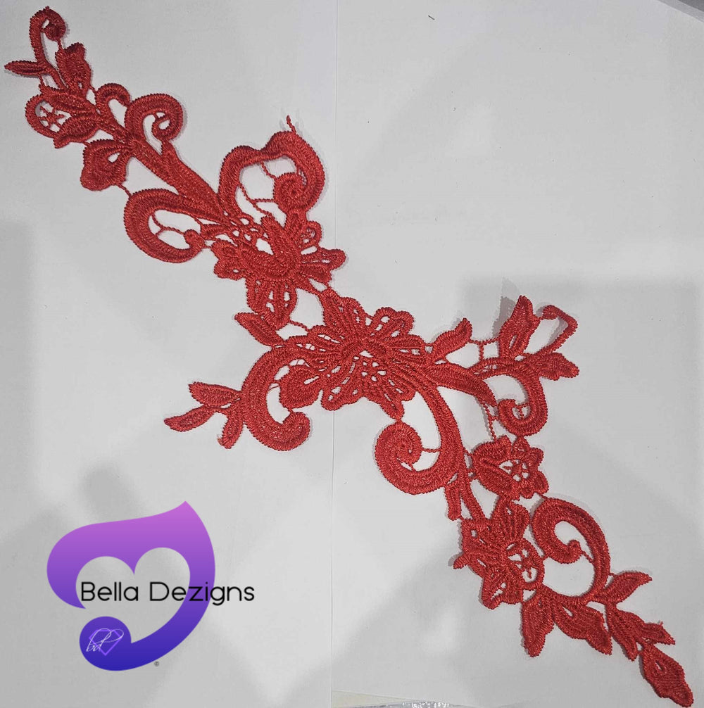 RED - Lace Applique Motif - Venise Lace (Sizeable)