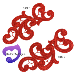 RED - Lace Applique Motif - Venise Lace (Swirls)