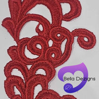 RED - Lace Applique Motif - Venise Lace (Funny Patches)