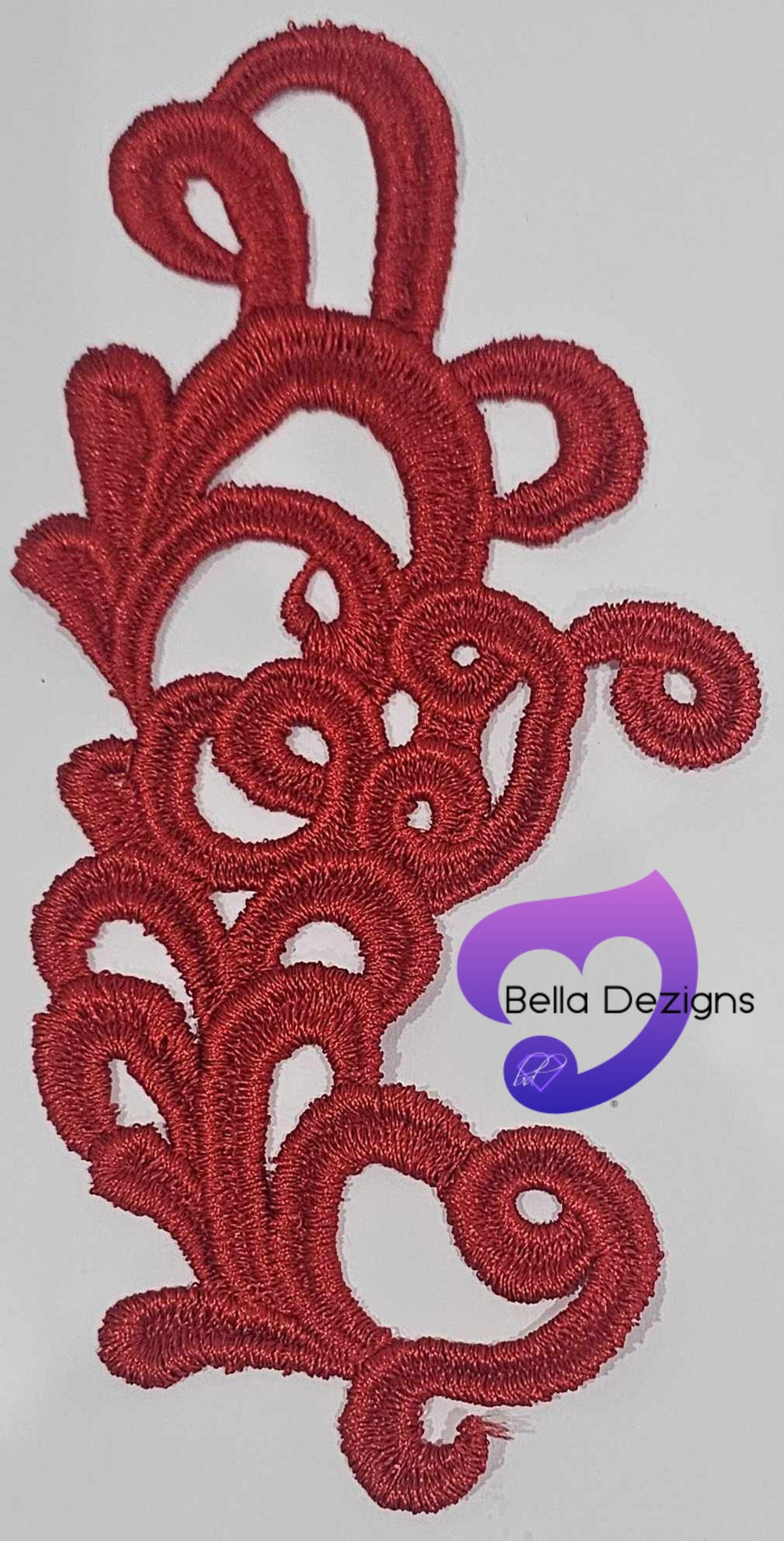 RED - Lace Applique Motif - Venise Lace (Funny Patches)