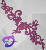 ROSE RED - Lace Applique Motif - Venise Lace (Sizeable)
