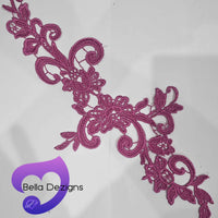 ROSE RED - Lace Applique Motif - Venise Lace (Sizeable)